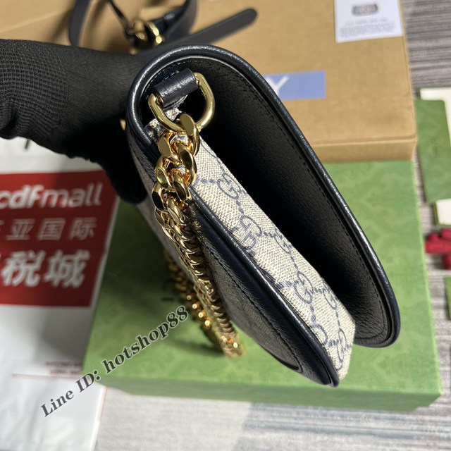 Gucci專櫃2022新款鏈條單肩斜挎女包 古馳Gucci Blondie互扣老花腋下包中古包699268 gqy4282